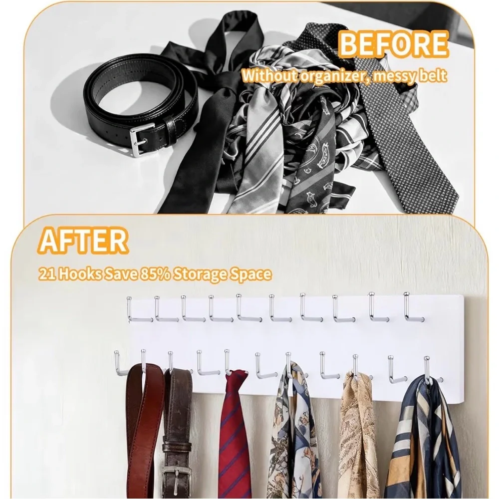 White Multi-Hook Belt Organizer